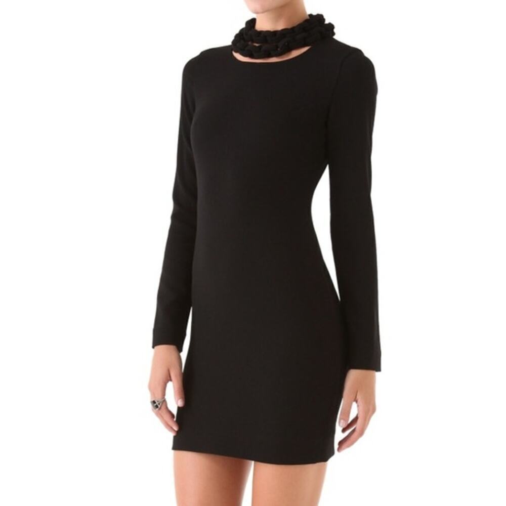 DIANE VON FURSTENBERG Giada Dress Black Mini LBD Sexy Party Chain Collar Size 4